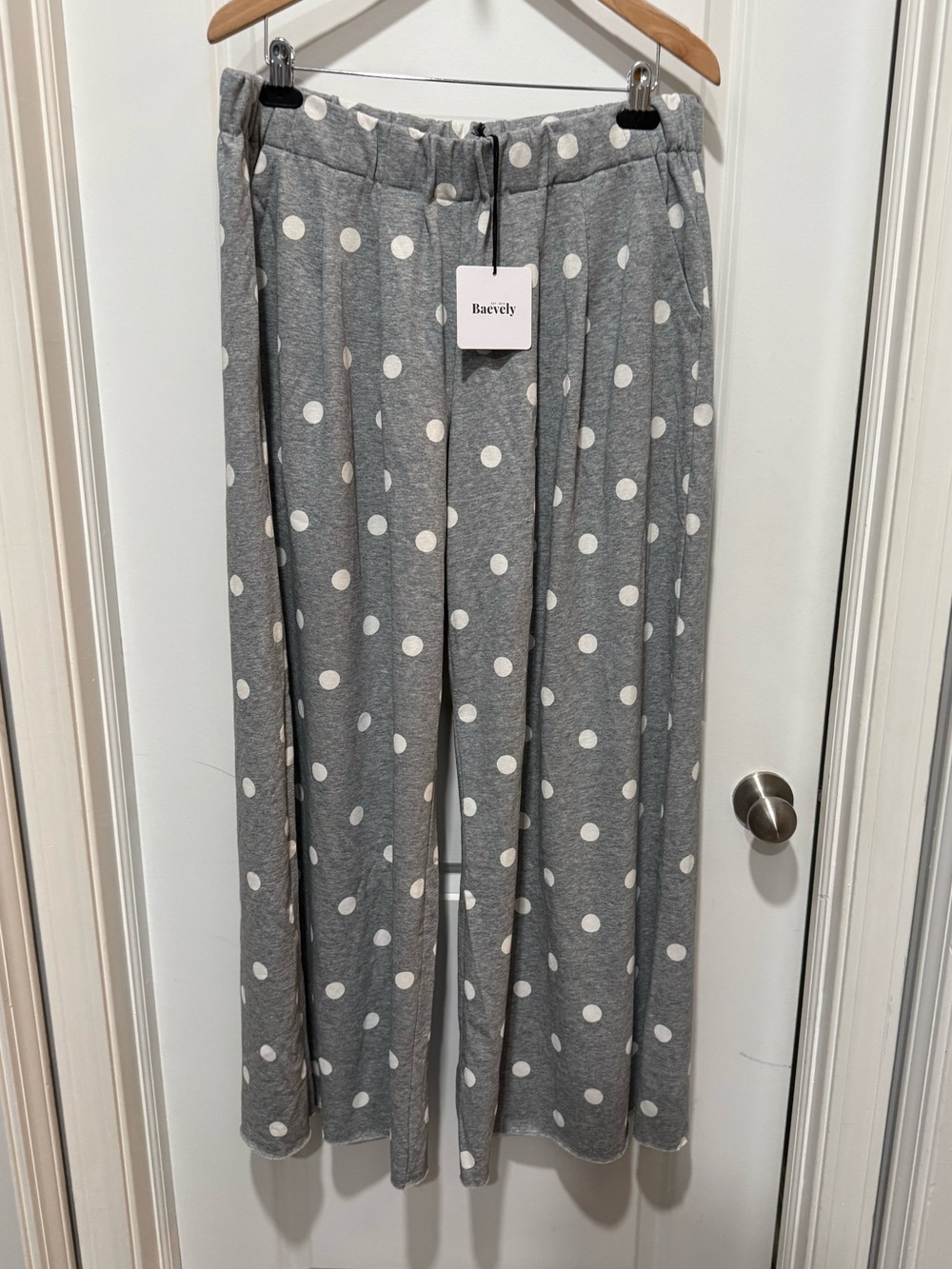 POLKA DOT Wide Leg SWEATPANTS Heather GREY 2X NWT